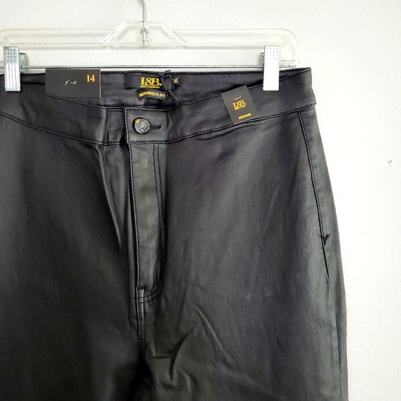 Lucky & Blessed Black Leather High-Rise Extreme Flare Jeans Women's Plus Size 20 - Picture 5 of 16